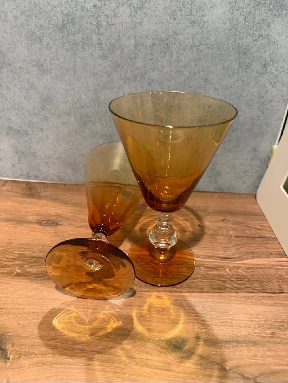 Amber Stemmed Wine Glasses - Set of 2